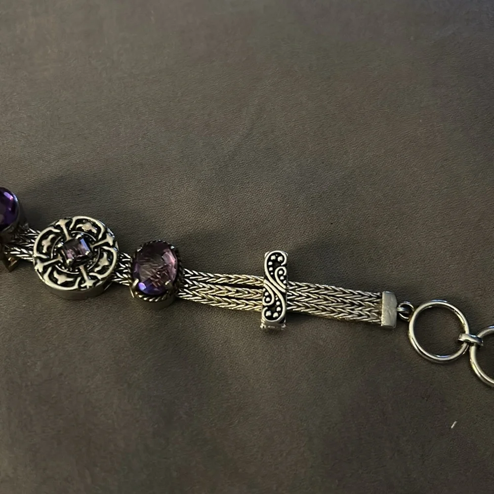Lori Bonn silver bracelet with purple slides and stoppers - Picture 6 of 9
